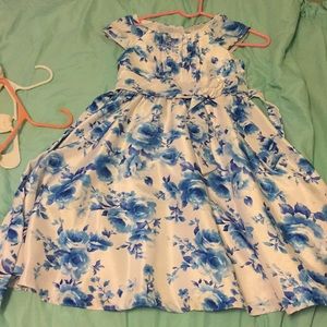 Blue and white rose dress